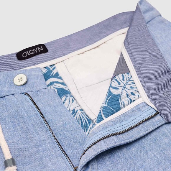 OLGYN Men’s Slim Fit Blue Bermuda Shorts - Picture 3 of 5